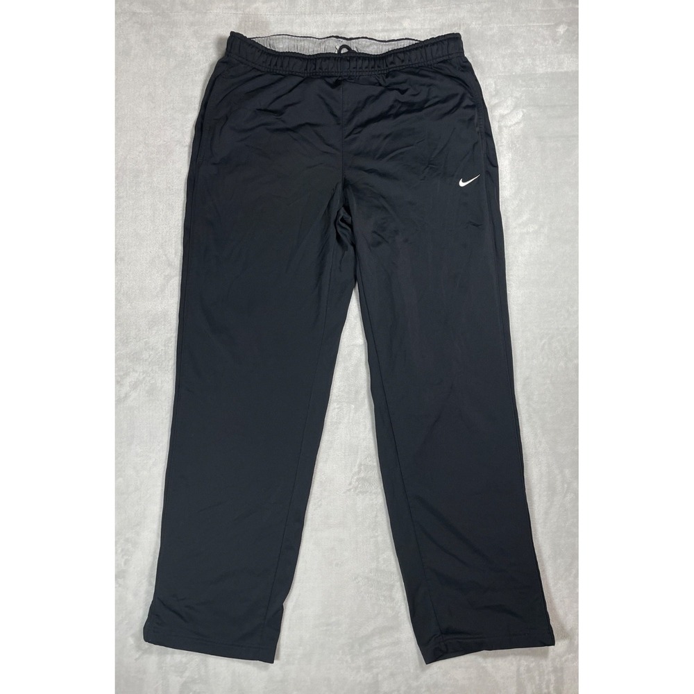 Nike Athletic Dept Track Pants Men Large Black Therma-FIT Lined Zip Leg
